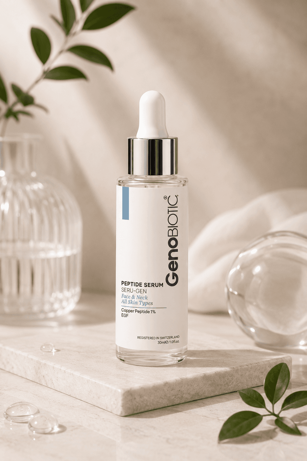 سرم پپتاید ژنو بایوتیک (GenoBiotic Peptide Serum) – جوانساز و بازسازی‌کننده پوست صورت و گردن ۳۰میلی لیتر