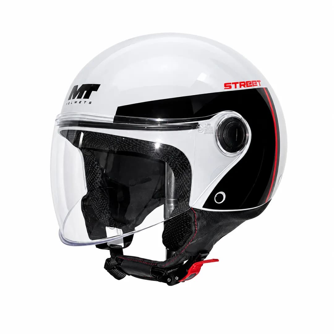 کلاه کاسکت بدون فک MT مدل STREET BEZOS GRAY BLACK RED LINE