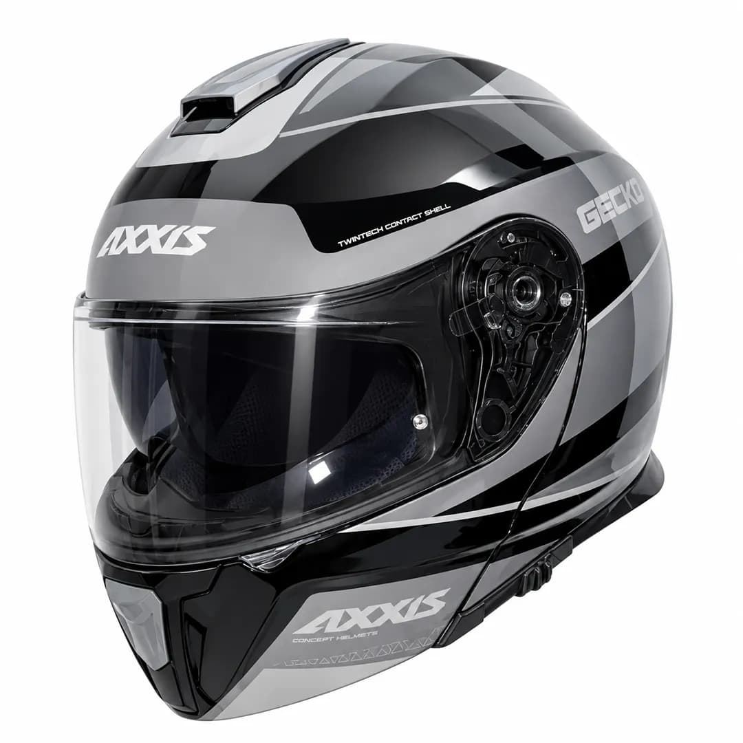 کلاه کاسکت فک متحرک اکسیس مدل GECKO GRAY BLACK
