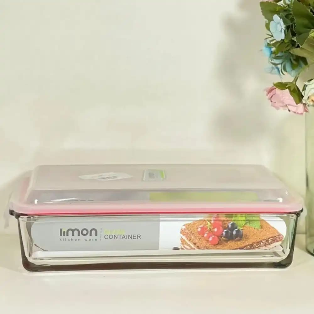 ظرف شیشه ای مستطیل دربدار 1/4 لیتر لیمون مدل الوان کد 205035 — تصویر ۳