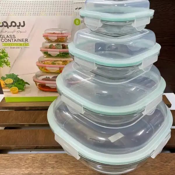 ست ظرف شیشه ای سرو و نگهداری 8 پارچه لیمون کد 204935 — تصویر ۳