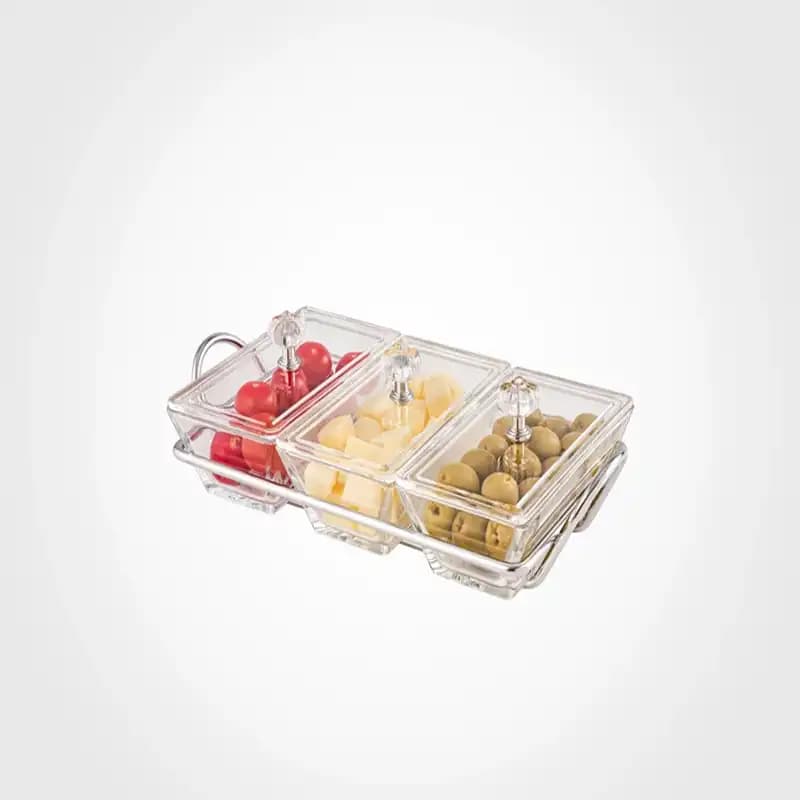 اردو خوری شیشه ای مستطیل 3 خانه لیمون کد 210400 — تصویر ۲