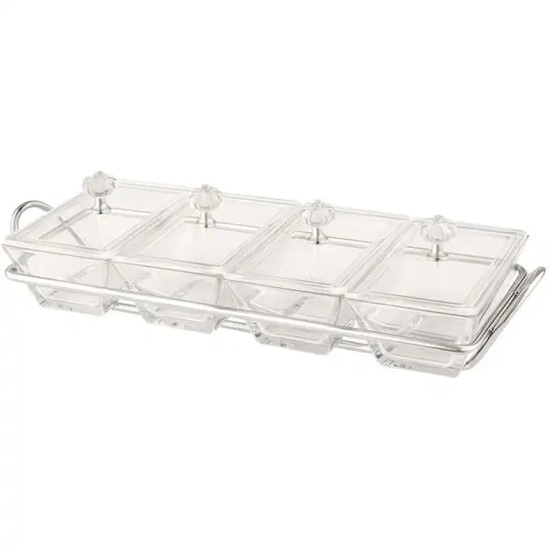 اردو خوری شیشه ای مستطیل 4 خانه لیمون کد 210500