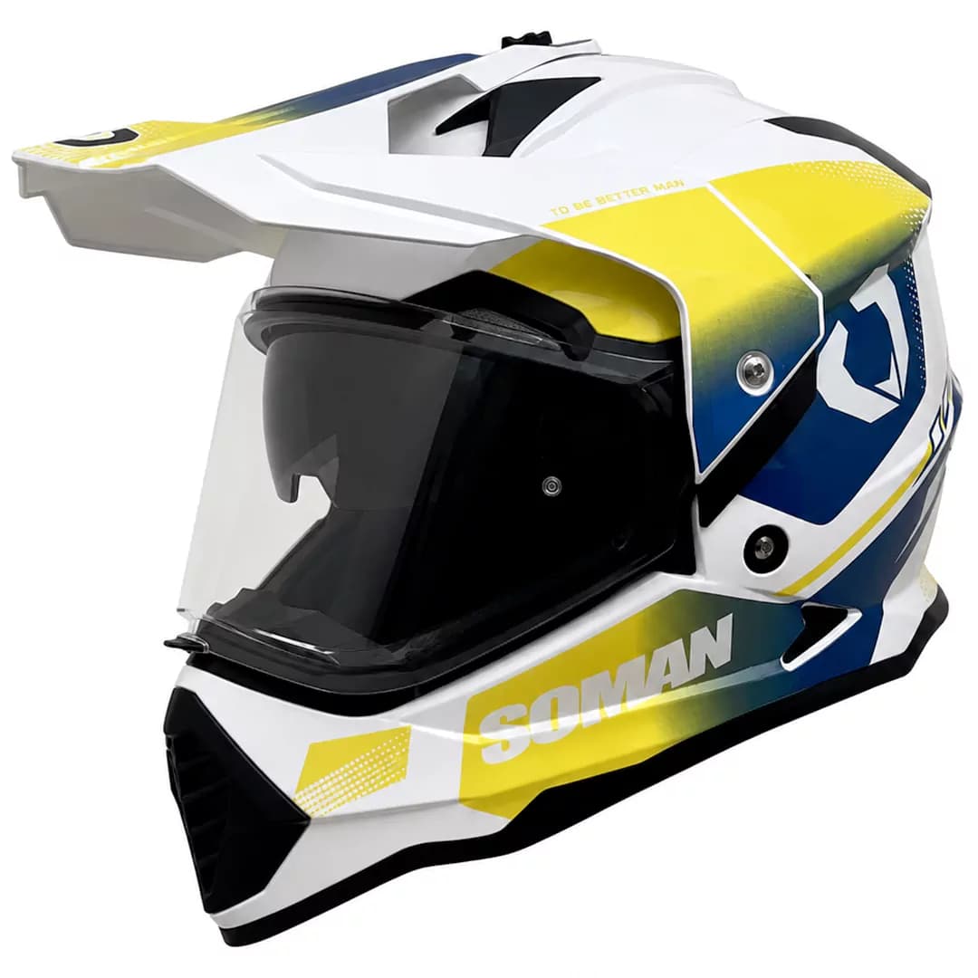 کلاه کاسکت ادونچری سومان مدل M10 FUSION BLUE YELLOW — تصویر ۲