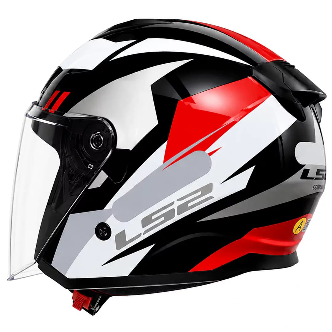 کلاه کاسکت بدون فک LS2 مدل COMPASS BLACK WHITE RED 626 — تصویر ۴