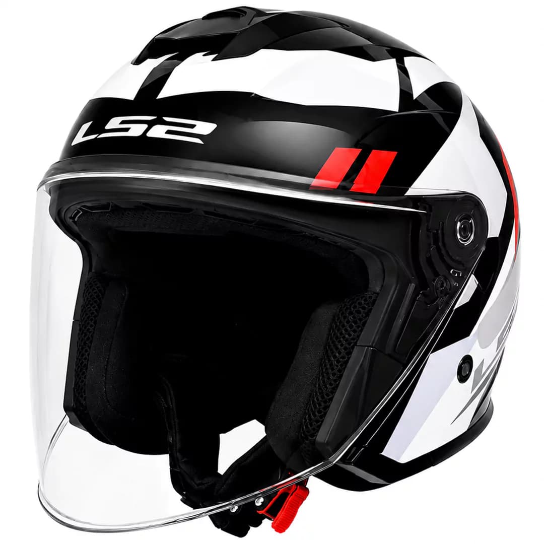 کلاه کاسکت بدون فک LS2 مدل COMPASS BLACK WHITE RED 626