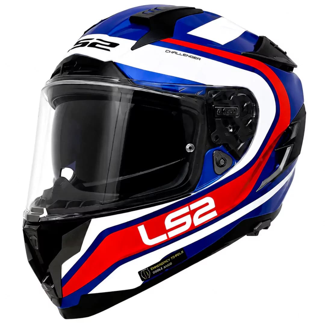 کلاه کاسکت فک ثابت ال اس 2 مدل CHALLENGER BLUE WHITE RED