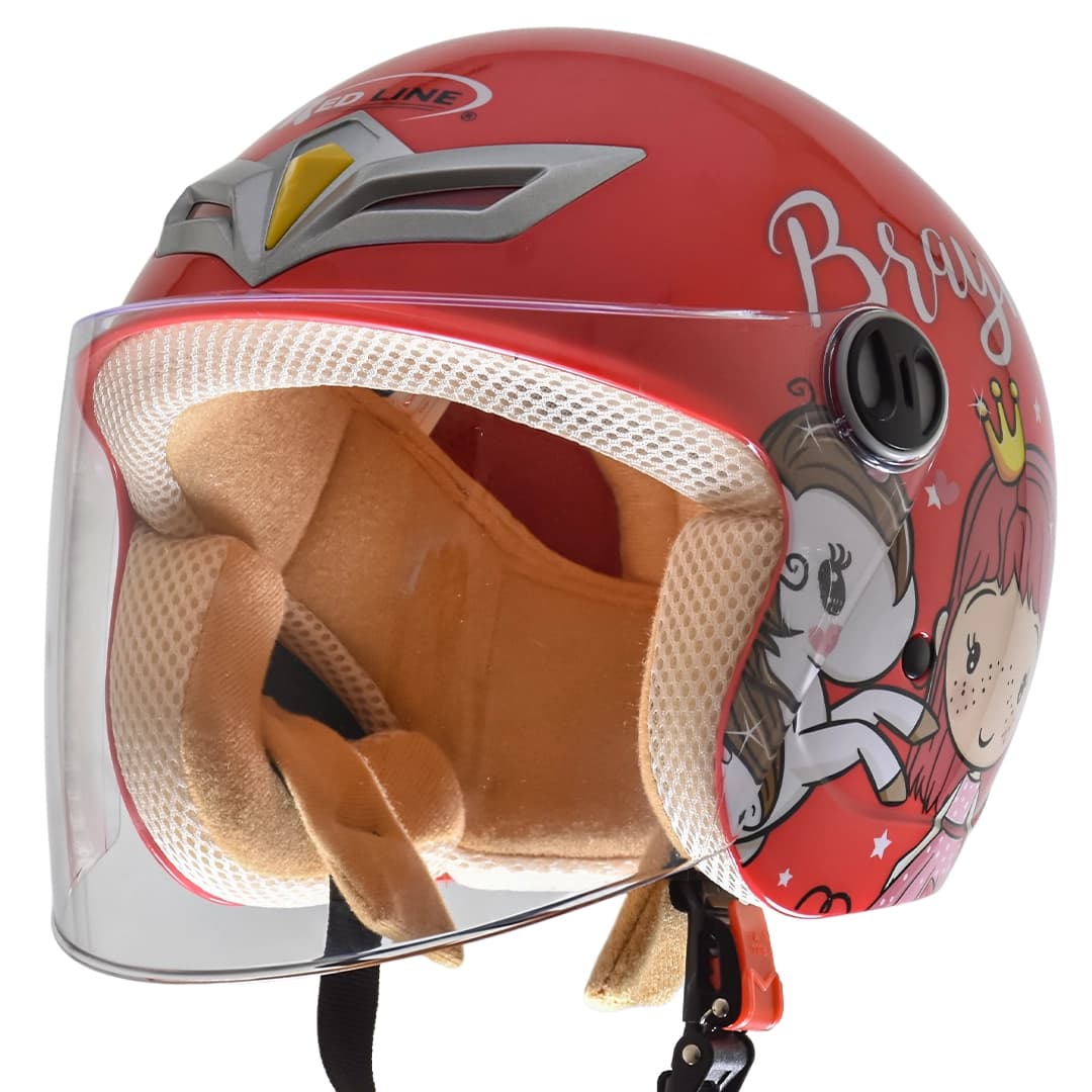 کلاه کاسکت بدون فک بچگانه ردلاین مدل 6-908 BRIGHT RED PRINCESS