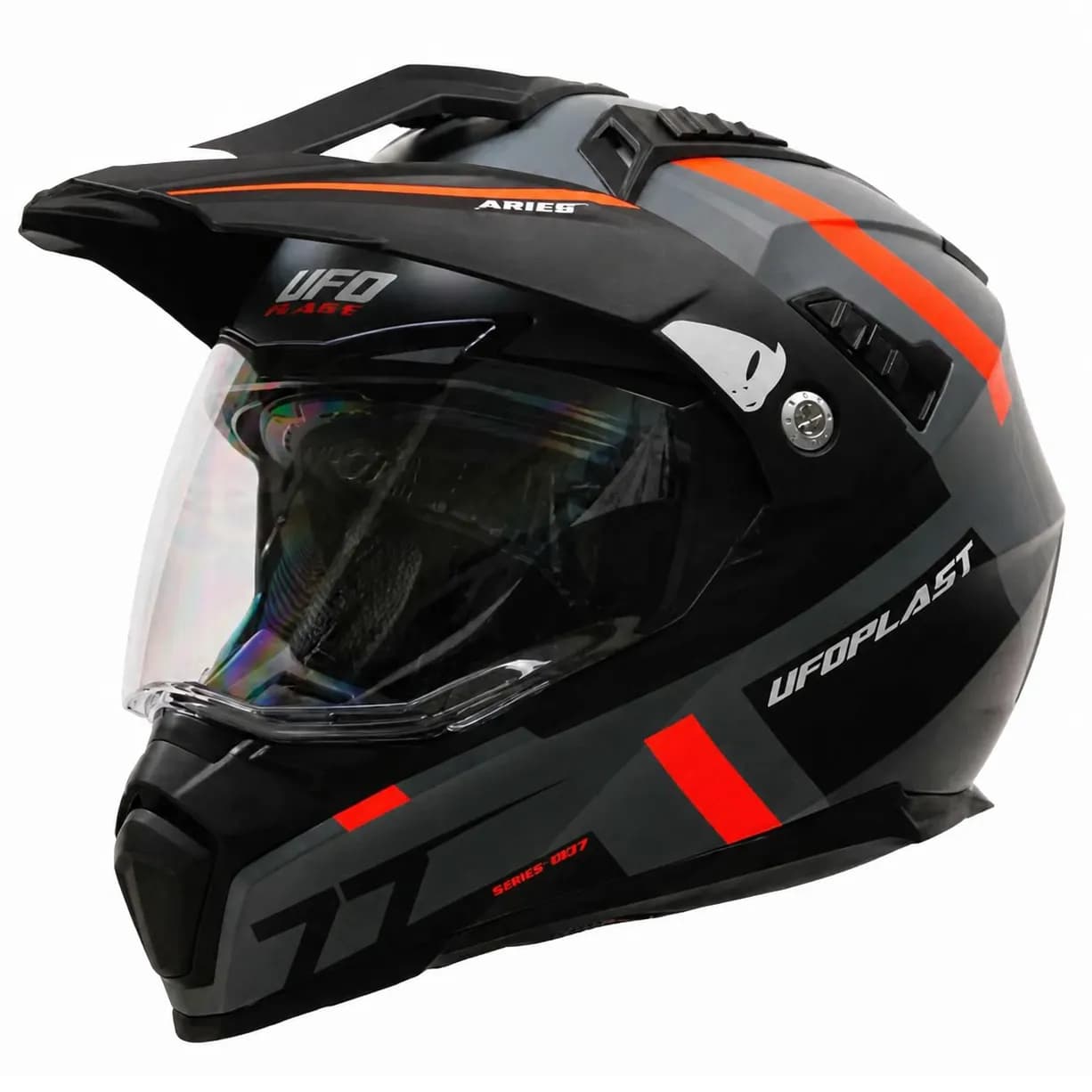 کلاه کاسکت ادونچری یوفو مدل ARIES MATT GRAY BLACK ORANGE