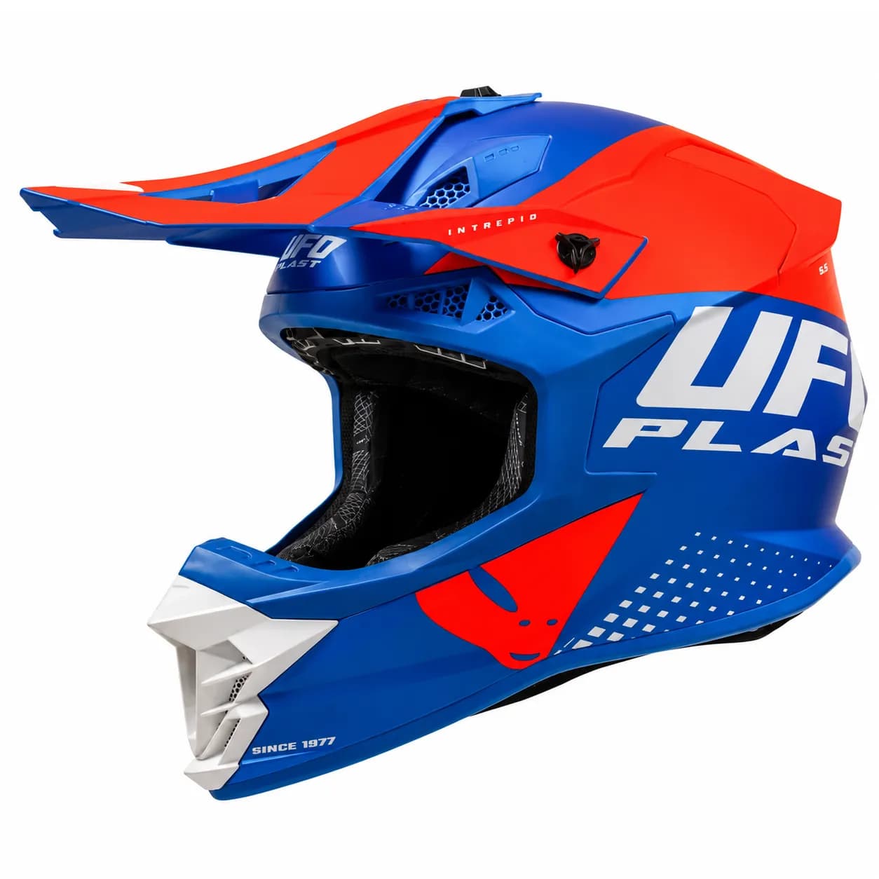 کلاه کاسکت کراسی یوفو مدل INTREPID MATT BLUE ORANGE