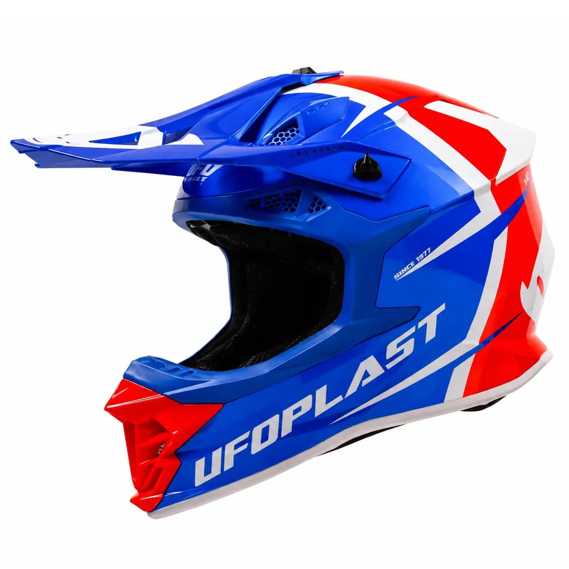 کلاه کاسکت کراسی یوفو مدل INTREPID BLUE RED WHITE ORANGE