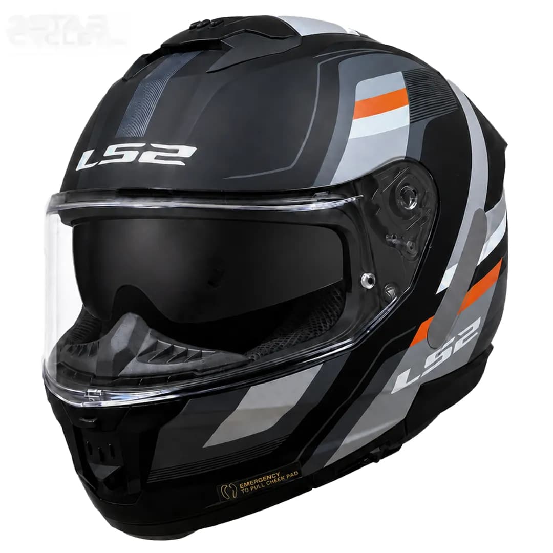 کلاه کاسکت فک ثابت ال اس 2 مدل STREAM2 FF808-2 MATT BLACK ORANGE GRAY — تصویر ۲