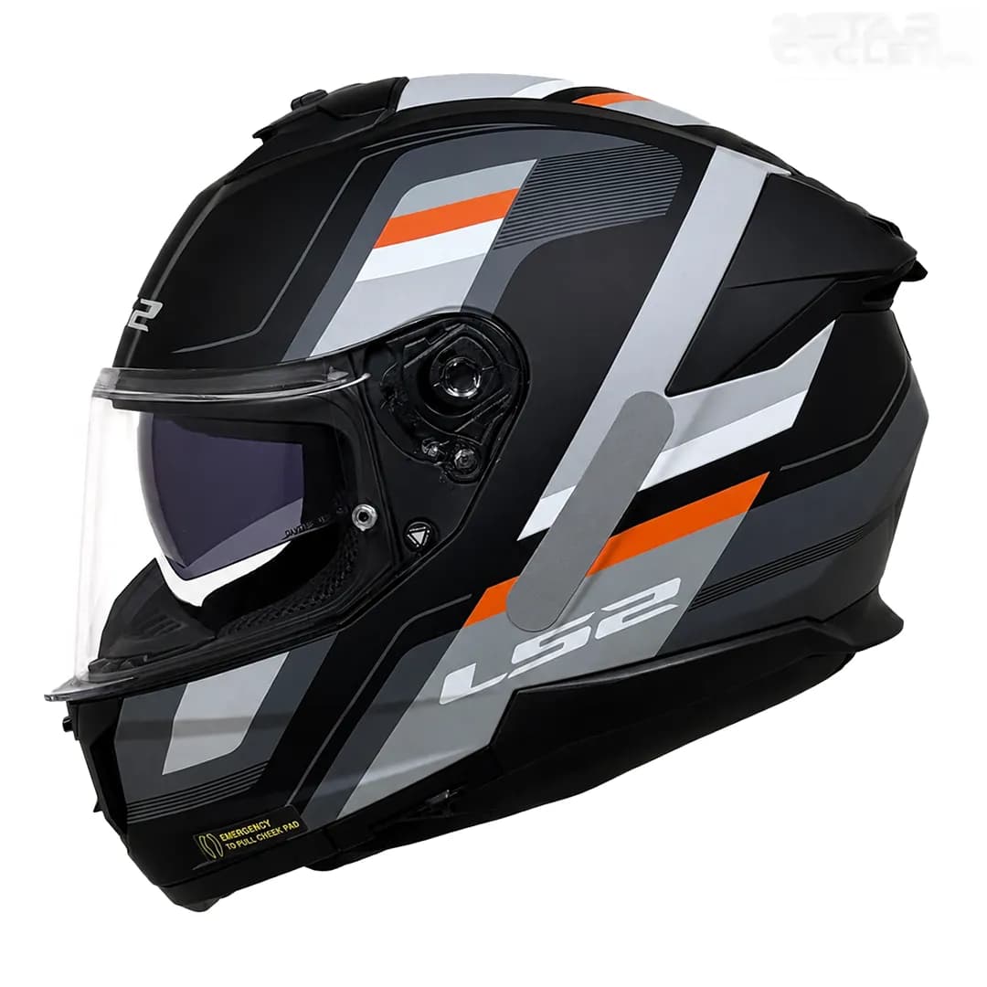 کلاه کاسکت فک ثابت ال اس 2 مدل STREAM2 FF808-2 MATT BLACK ORANGE GRAY — تصویر ۳