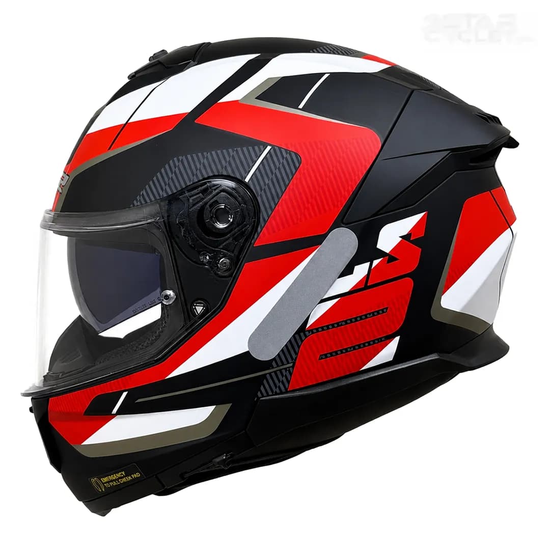 کلاه کاسکت فک ثابت ال اس 2 مدل STREAM2 FF808-2 MATT BLACK RED WHITE — تصویر ۳