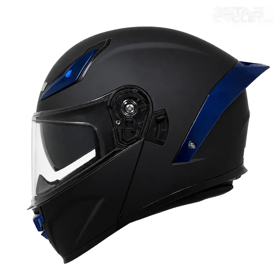 کلاه کاسکت فک متحرک سومان مدل F2 MATT BLACK BLUE — تصویر ۴