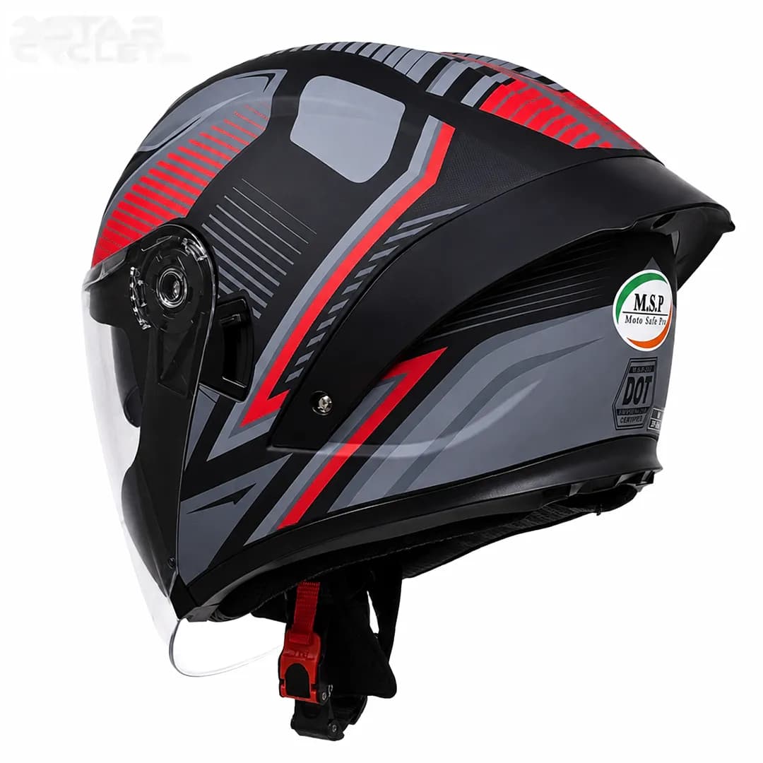 کلاه کاسکت بدون فک ام اس پی مدل 336MATT GRAY BLACK RED — تصویر ۴