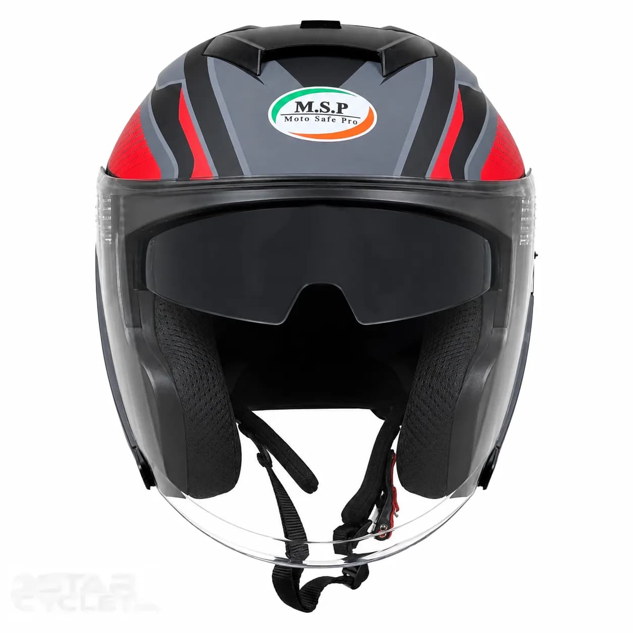 کلاه کاسکت بدون فک ام اس پی مدل 336MATT GRAY BLACK RED — تصویر ۵