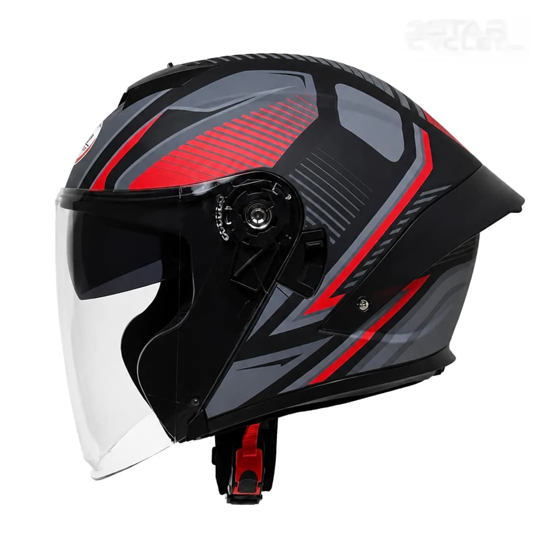 کلاه کاسکت بدون فک ام اس پی مدل 336MATT GRAY BLACK RED — تصویر ۳