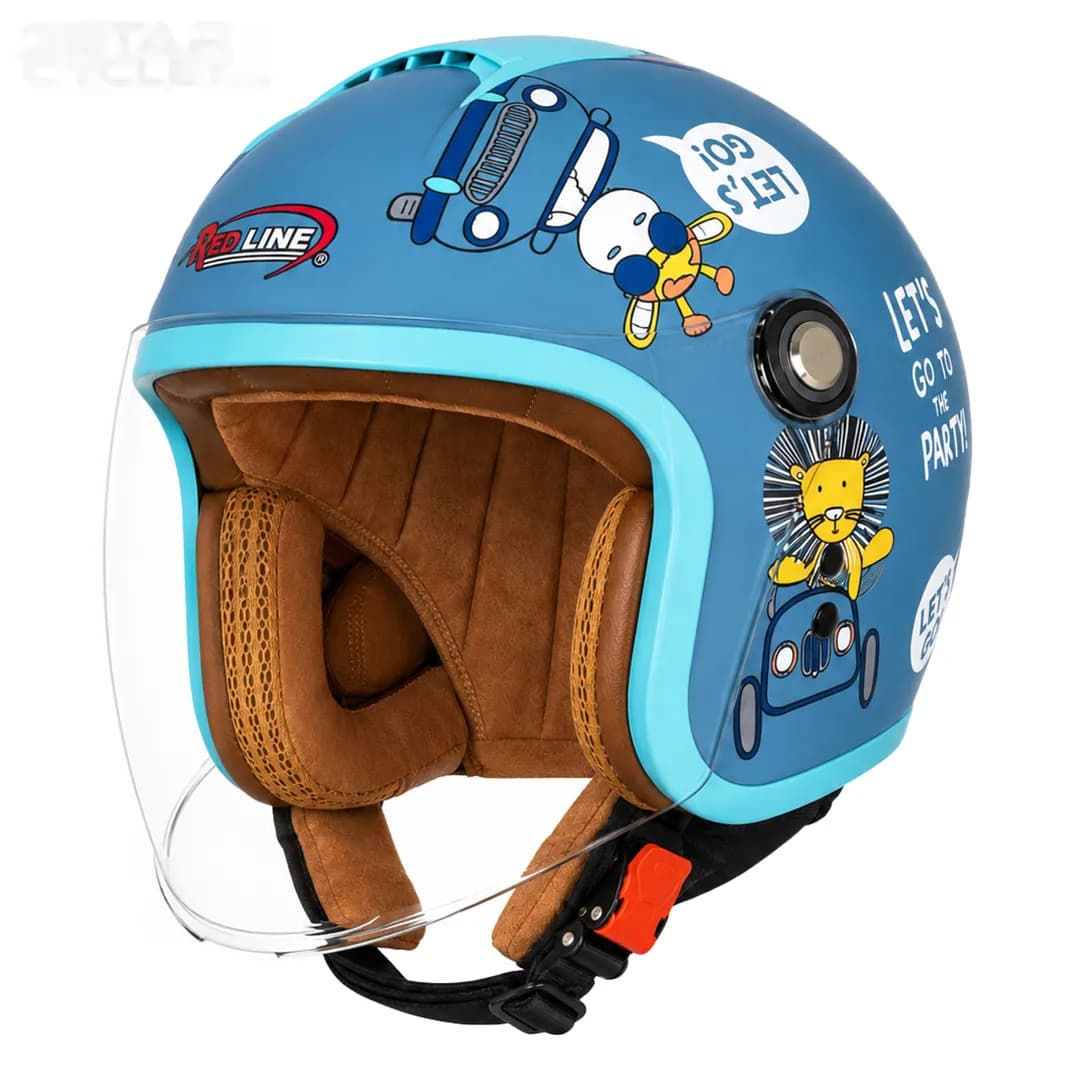 کلاه کاسکت بدون فک بچگانه ردلاین مدل2-910 MATT BLUE PARTY
