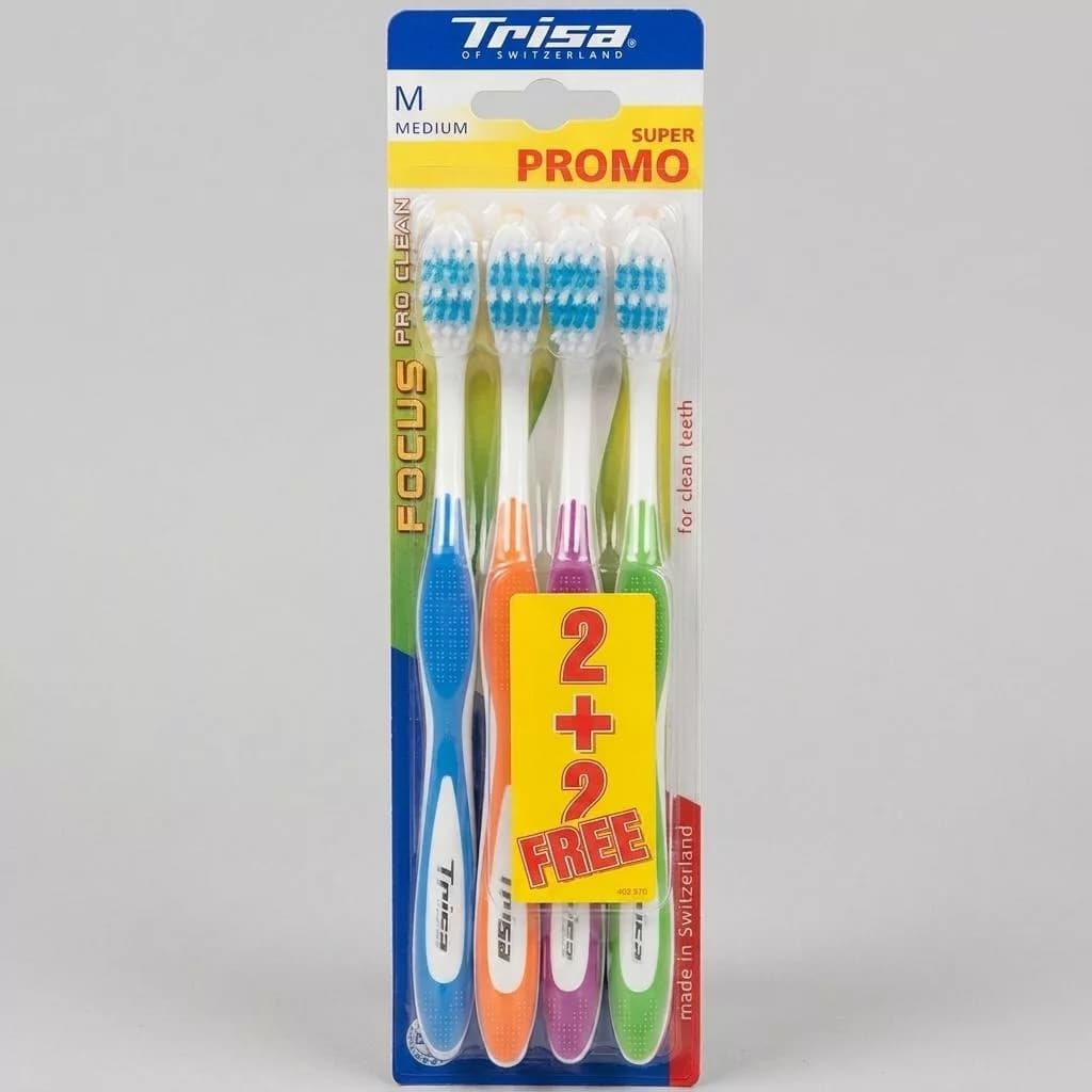 مسواک تریزا سری Super Promo مدل Focus Pro Clean با برس متوسط بسته 4 عددی
