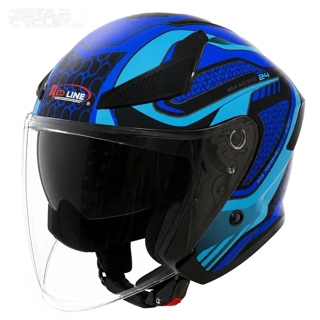 کلاه کاسکت بدون فک ردلاین مدل 14-965 MATT BLACK BLUE AUREOLE