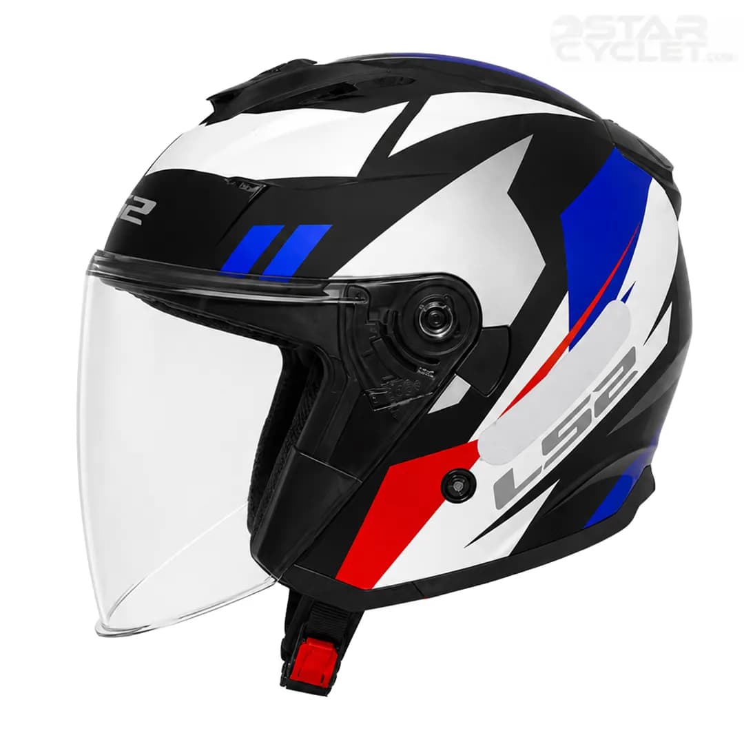 کلاه کاسکت بدون فک ال اس 2 مدل COMPASS BLACK WHITE BLUE SILVER 626 — تصویر ۳