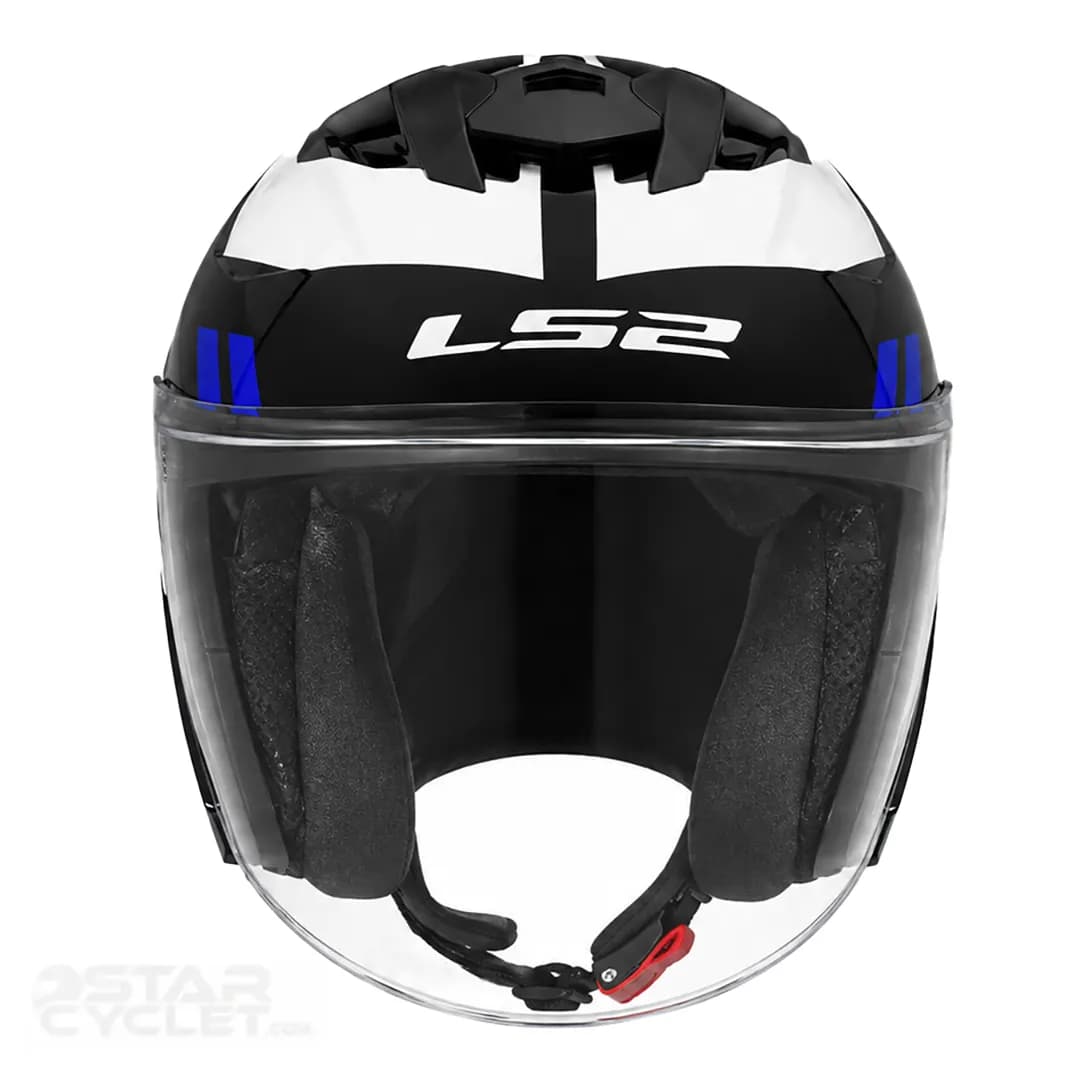 کلاه کاسکت بدون فک ال اس 2 مدل COMPASS BLACK WHITE BLUE SILVER 626 — تصویر ۴