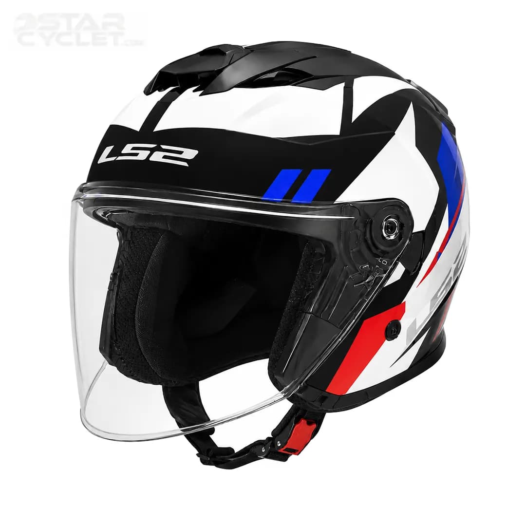 کلاه کاسکت بدون فک ال اس 2 مدل COMPASS BLACK WHITE BLUE SILVER 626