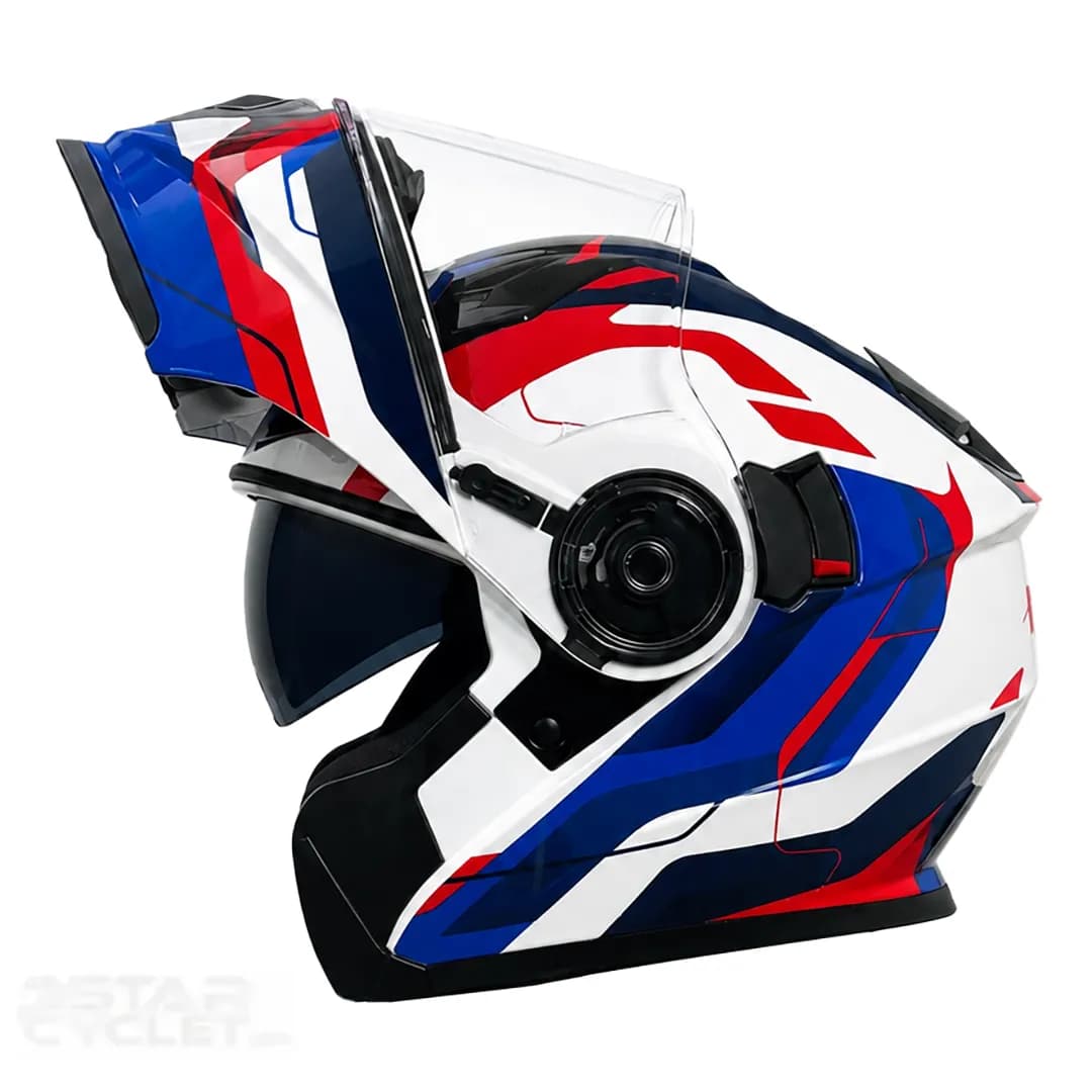 کلاه کاسکت فک متحرک ردلاین مدل 31-939 WHITE RED BLUE — تصویر ۳