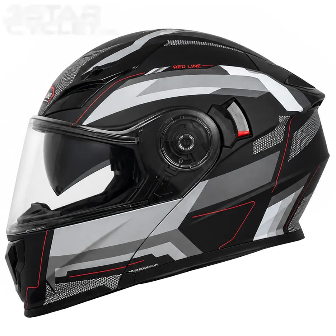کلاه کاسکت فک متحرک ردلاین مدل 27-939 MATT BLACK RED WIZARD — تصویر ۴