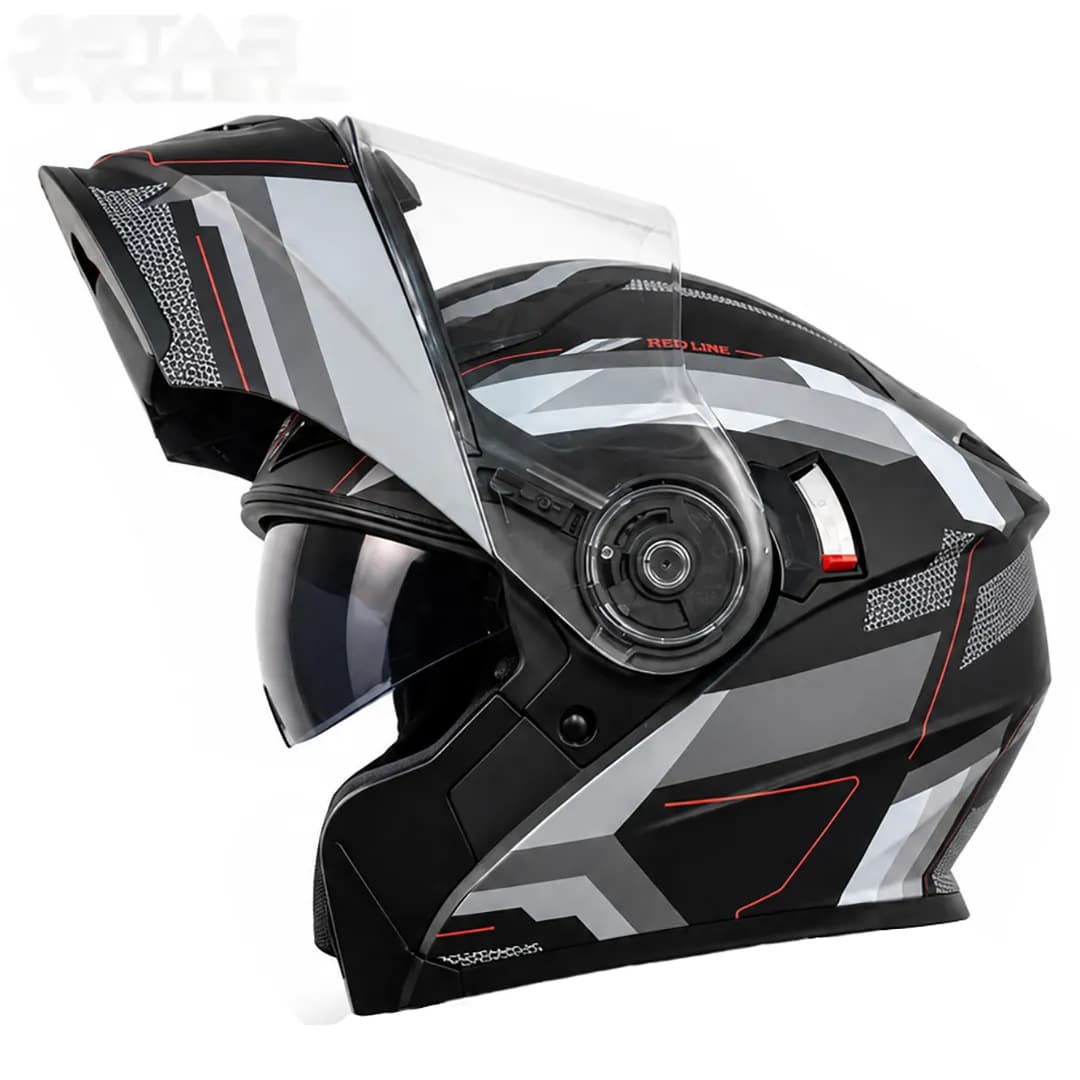 کلاه کاسکت فک متحرک ردلاین مدل 27-939 MATT BLACK RED WIZARD — تصویر ۳