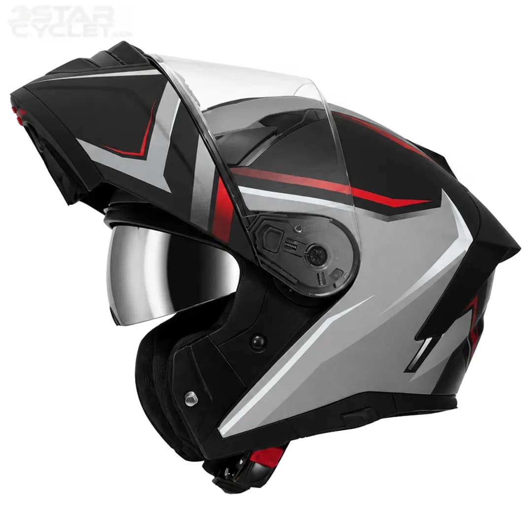 کلاه کاسکت فک متحرک ردلاین مدل 16-960 MATT BLACK RED GRAY PASSION — تصویر ۳