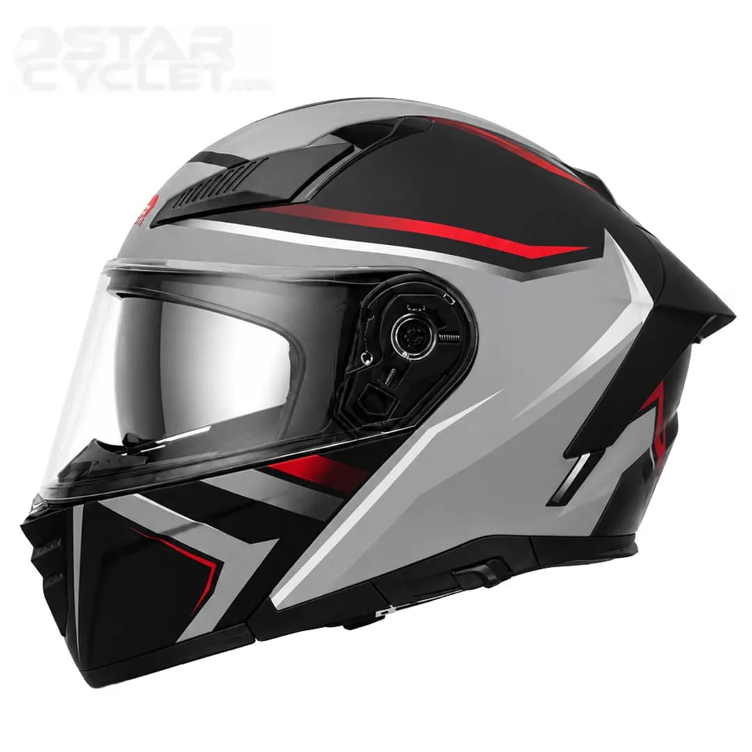 کلاه کاسکت فک متحرک ردلاین مدل 16-960 MATT BLACK RED GRAY PASSION — تصویر ۴