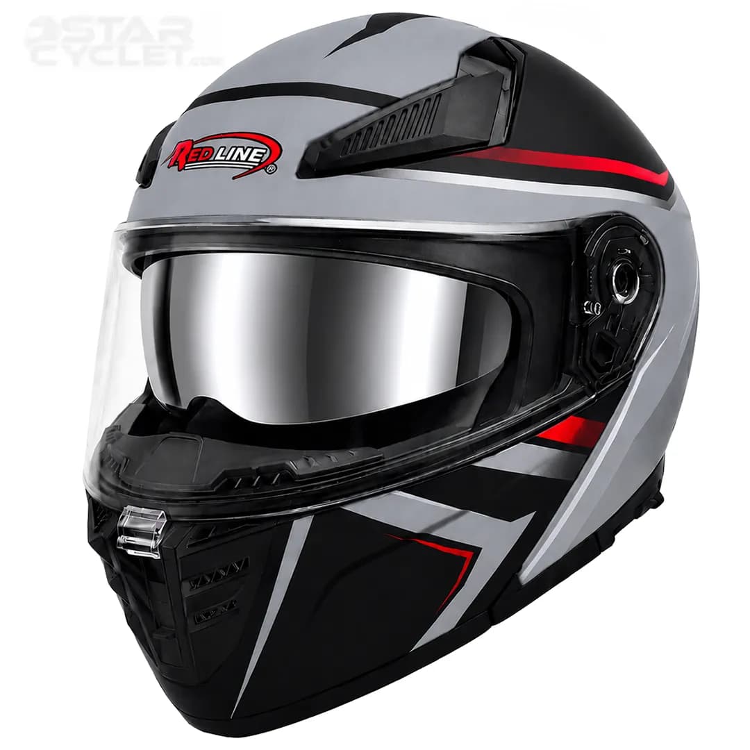 کلاه کاسکت فک متحرک ردلاین مدل 16-960 MATT BLACK RED GRAY PASSION