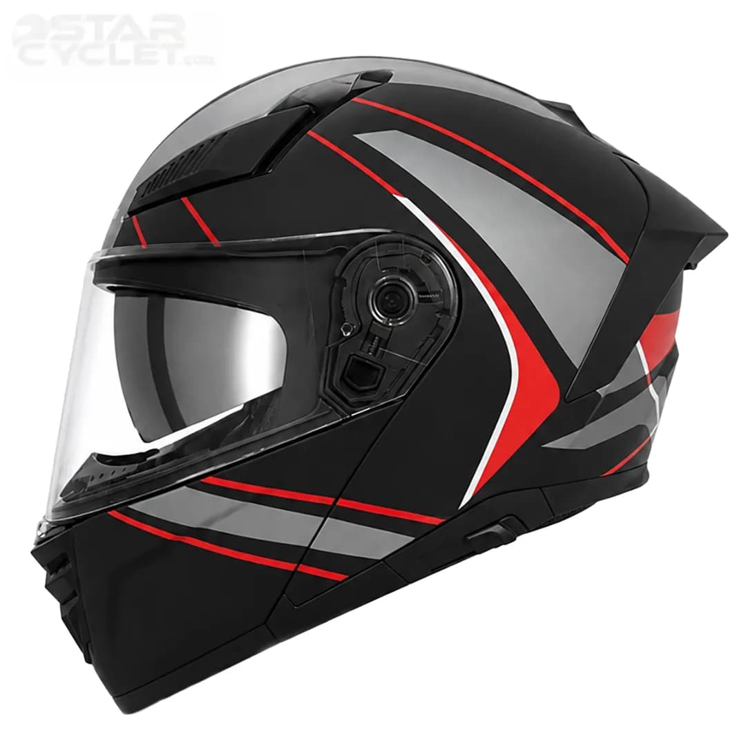 کلاه کاسکت فک متحرک ردلاین مدل 15-960 MATT BLACK RED GRAY AVATAR — تصویر ۴