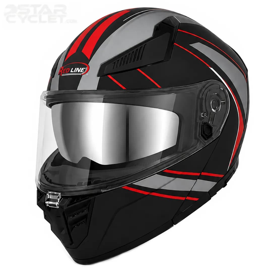 کلاه کاسکت فک متحرک ردلاین مدل 15-960 MATT BLACK RED GRAY AVATAR — تصویر ۲