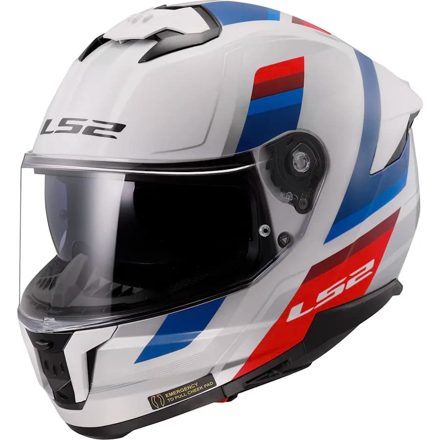 کلاه کاسکت فک ثابت ال اس 2 مدل STREAM2 FF808-2 SHINE WHITE BLUE RED — تصویر ۲