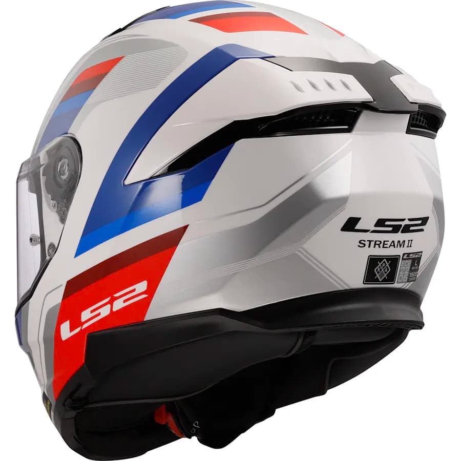کلاه کاسکت فک ثابت ال اس 2 مدل STREAM2 FF808-2 SHINE WHITE BLUE RED — تصویر ۴