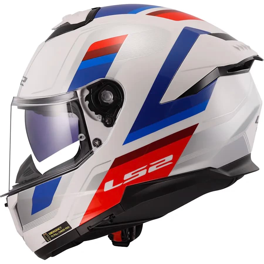کلاه کاسکت فک ثابت ال اس 2 مدل STREAM2 FF808-2 SHINE WHITE BLUE RED — تصویر ۳