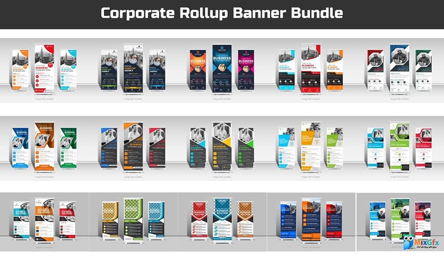 دانلود باندل بنر رول آپ حرفه ای شرکتی Corporate Business Roll Up Banner