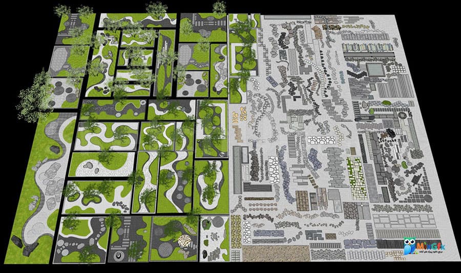 دانلود مدل سه بعدی نمای بیرونی باغ اسکچاپ 2