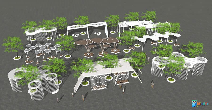 دانلود مدل سه بعدی نمای بیرونی اسکچاپ Sketchup Landscape Exterior