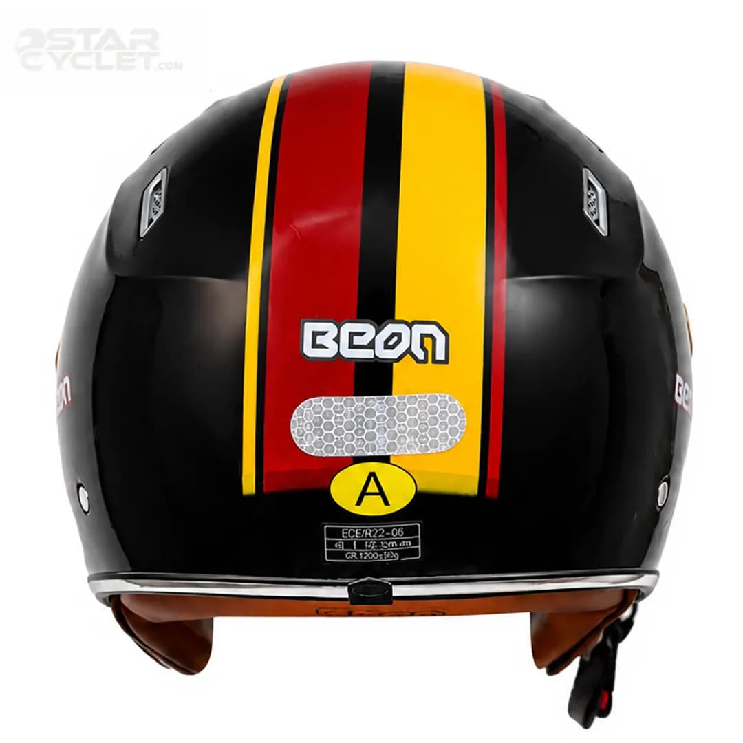 کلاه کاسکت بدون فک بئون مدل 122 BLACK RED YELLOW — تصویر ۴