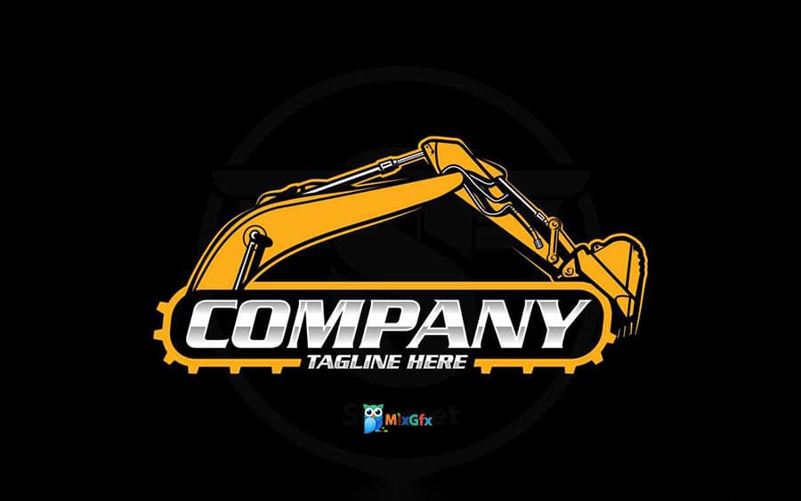دانلود لوگوی آماده بیل مکانیکی Bucket Excavator Logo