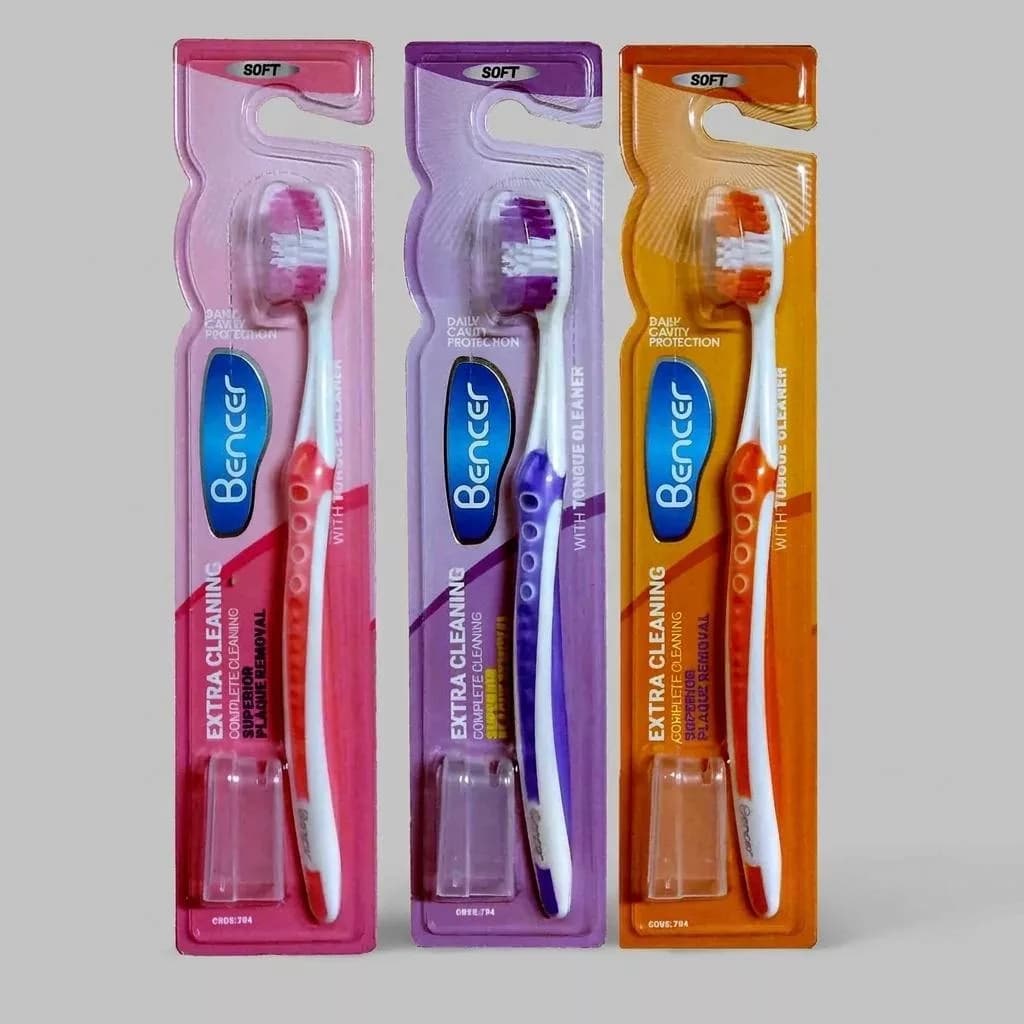 مسواک بنسر مدل EXTRA CLEANING با برس نرم بسته 3 عددی