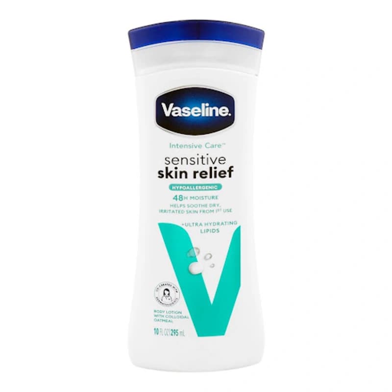 لوسیون بدن وازلین مدل Sensitive Skin Relief – مرطوب‌کننده و تسکین‌دهنده پوست حساس