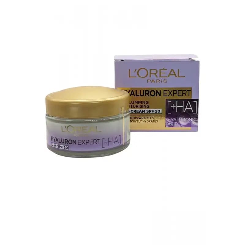 کرم روز آبرسان و پرکننده خطوط لورآل پاریس Hyaluron Expert حاوی هیالورونیک اسید و SPF20 حجم ۵۰ میلی‌لیترL’Oréal Paris Hyaluron Expert Day Cream SPF20 50ml