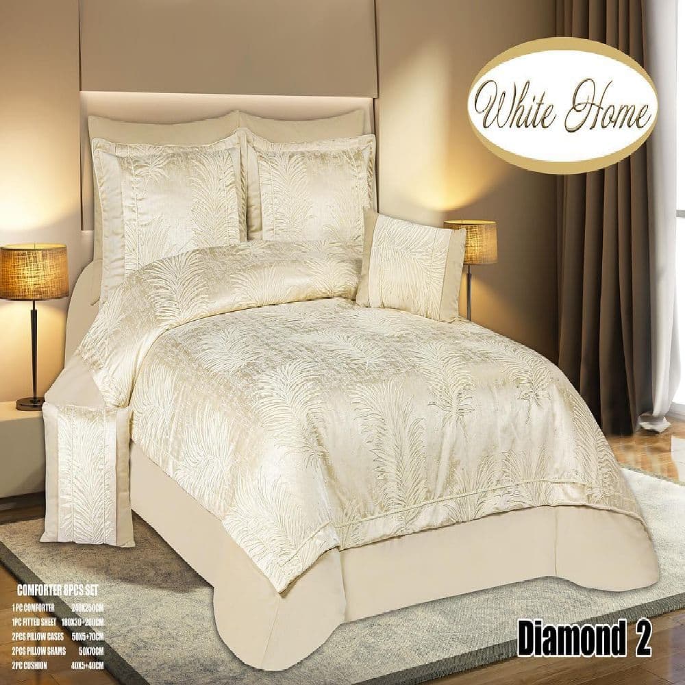 سرویس روتختی مخمل ویت هوم white home مدل دیاموند Diamond دونفره 8 تکه — تصویر ۳