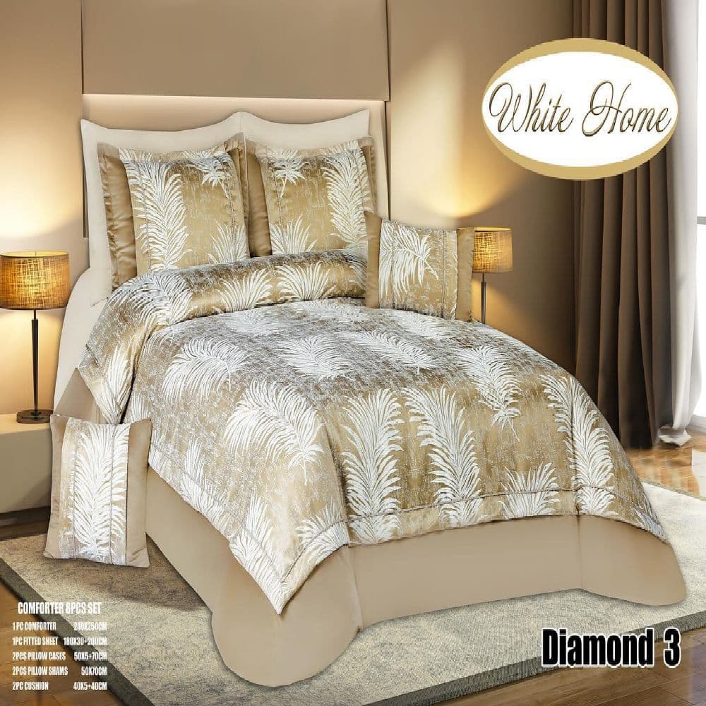 سرویس روتختی مخمل ویت هوم white home مدل دیاموند Diamond دونفره 8 تکه — تصویر ۴