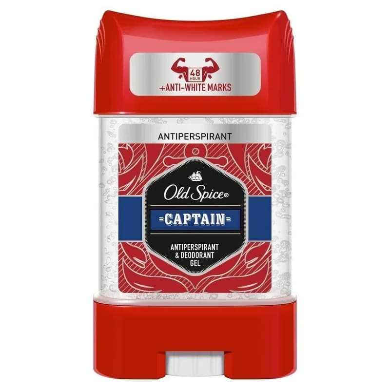 مام ضدتعریق ژلی مردانه اولد اسپایس مدل Captain (کاپیتان) حجم 70 میلی‌لیتر Old Spice Captain Clear Gel Antiperspirant Deodorant Stick 70ml
